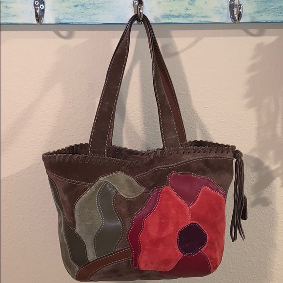 Coach Handbags - COACH, rare, Poppy For Peace, suede tote #9258